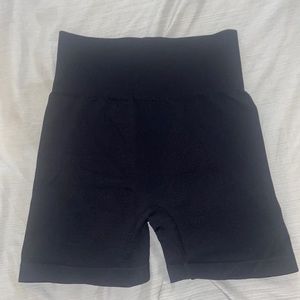 Black Ribbed Biker Shorts